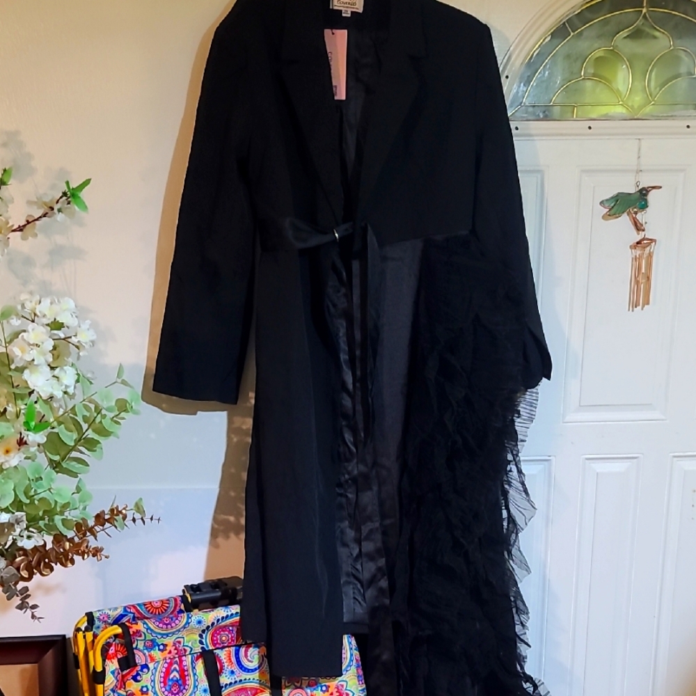 Elegant Black Blacer dress with ruffle Detail
